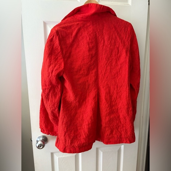 Coldwater Creek linen orange open blazer jacket size 10 - Picture 7 of 12